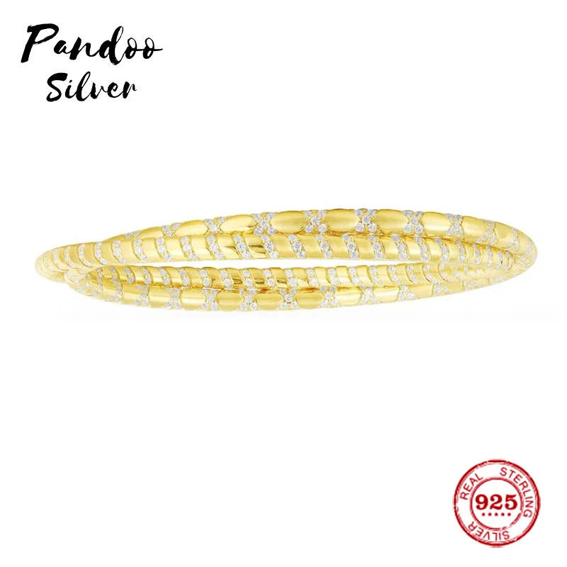 Модный шарм из стерлингового серебра копия 1:1 желтый серебряный переплетенный