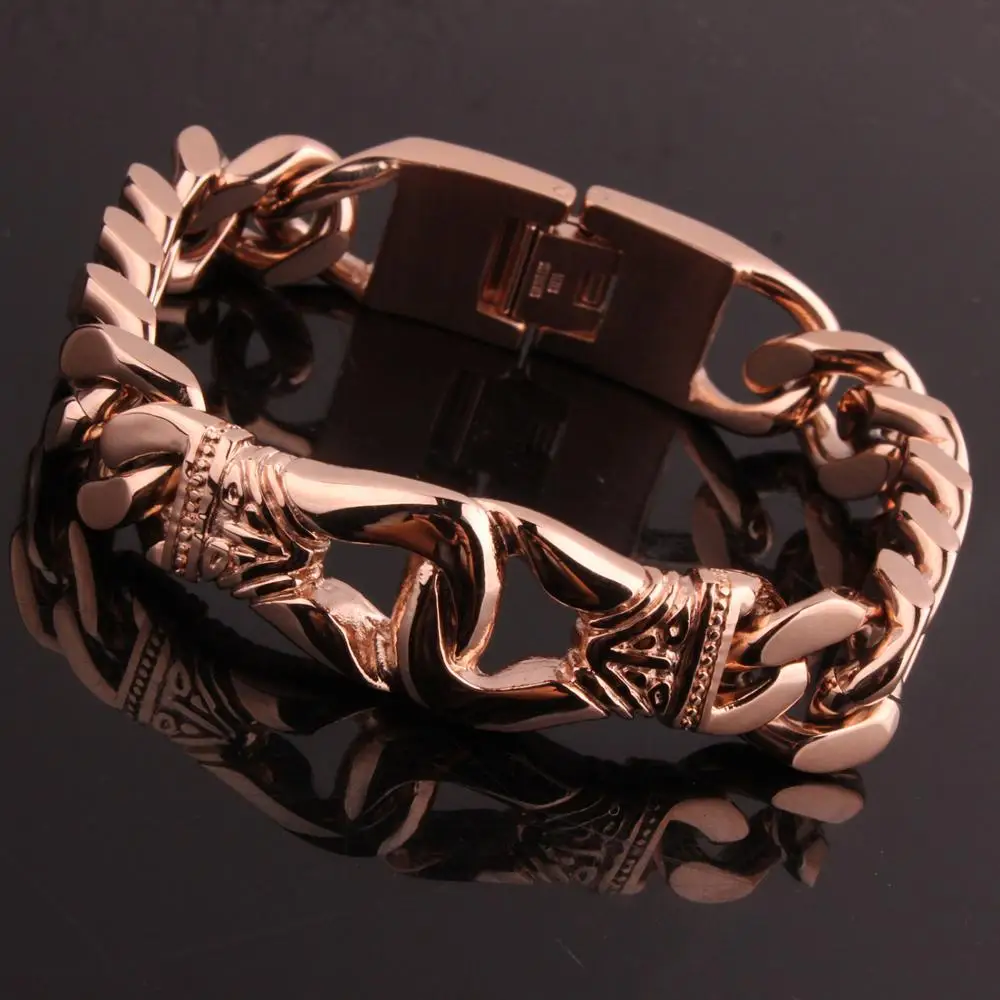Браслеты мужские из нержавеющей стали под розовое золото в стиле хип-хоп |