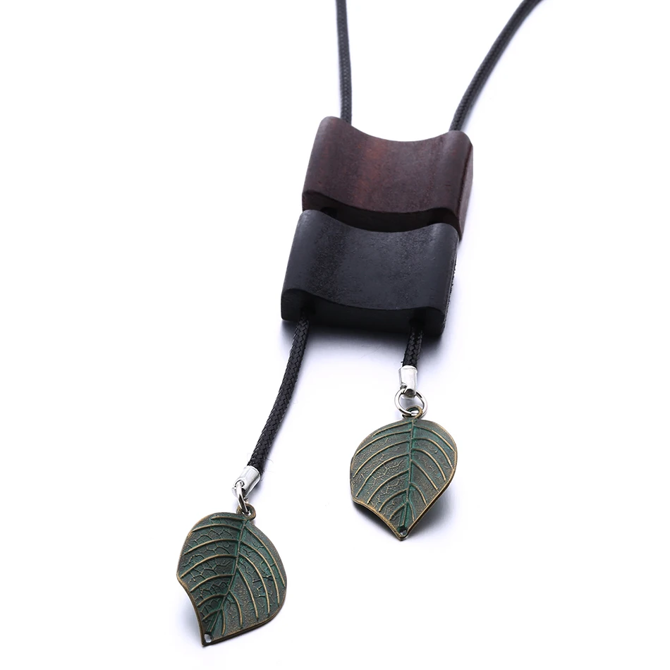 Женское длинное ожерелье с листьями $ кулоны для женщин деревянный Свитер