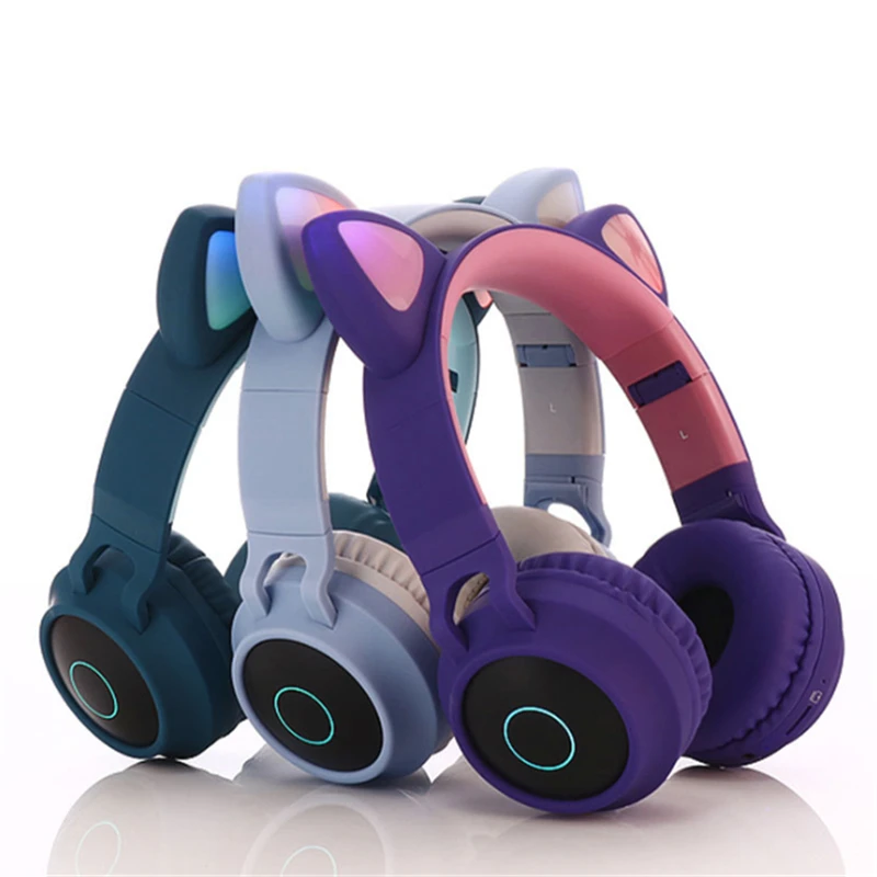 Светодиодный bluetooth наушники с кошачьими ушками 5 0 детские светящийся светильник