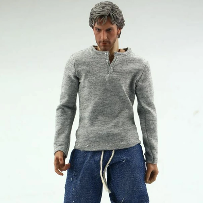 

1/6 Scale Grey Long Sleeve Shirt T-shirt Top Clothes Accessories F 12'' Man Action Figure