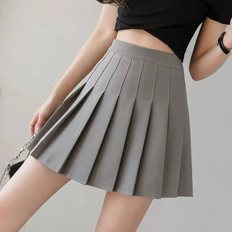 

Vintage High Waist Pleated Short Skirt Women 2021 Harajuku Black Pink White Mini Skirts Pleated Schoolgirl