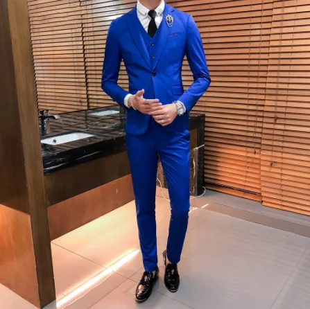 

MyLoddy Men Suit New Fashion 3 pieces Set Slim Fit Design Custom Made Groom Wedding Tuxedo (Jacket + Pants + Vest)