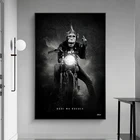 Картины на холсте, художественные плакаты и принты черно-белые настенные картины с изображением мотоцикла, гонщика, обезьяны для гостиной, дома
