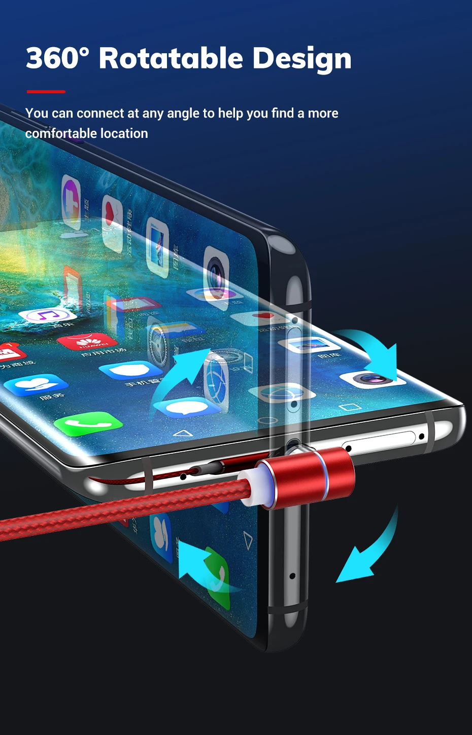 TOPK Led 3A Магнитный USB быстрый заряд кабеля USB C type кабель для samsung Phone& 8pin зарядный кабель и Micro USB 5pin кабель