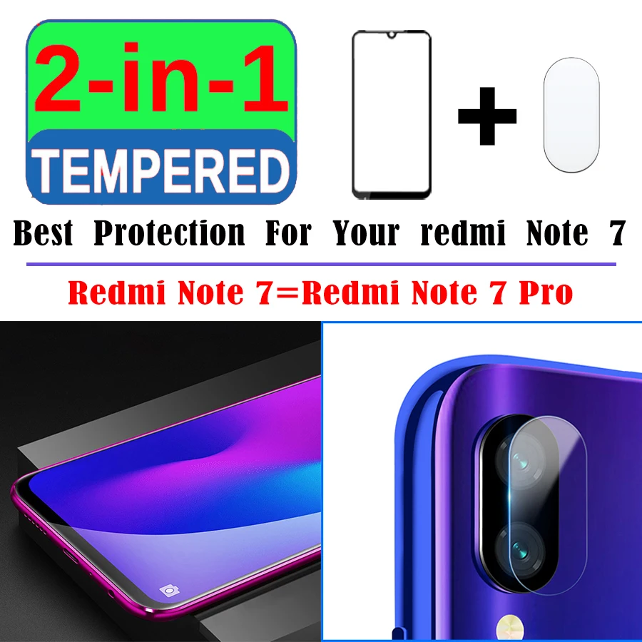 2в1 стекло для xiaomi redmi note7 защита экрана ksiomi xaiomi readmi note 7 не с камерой объектив