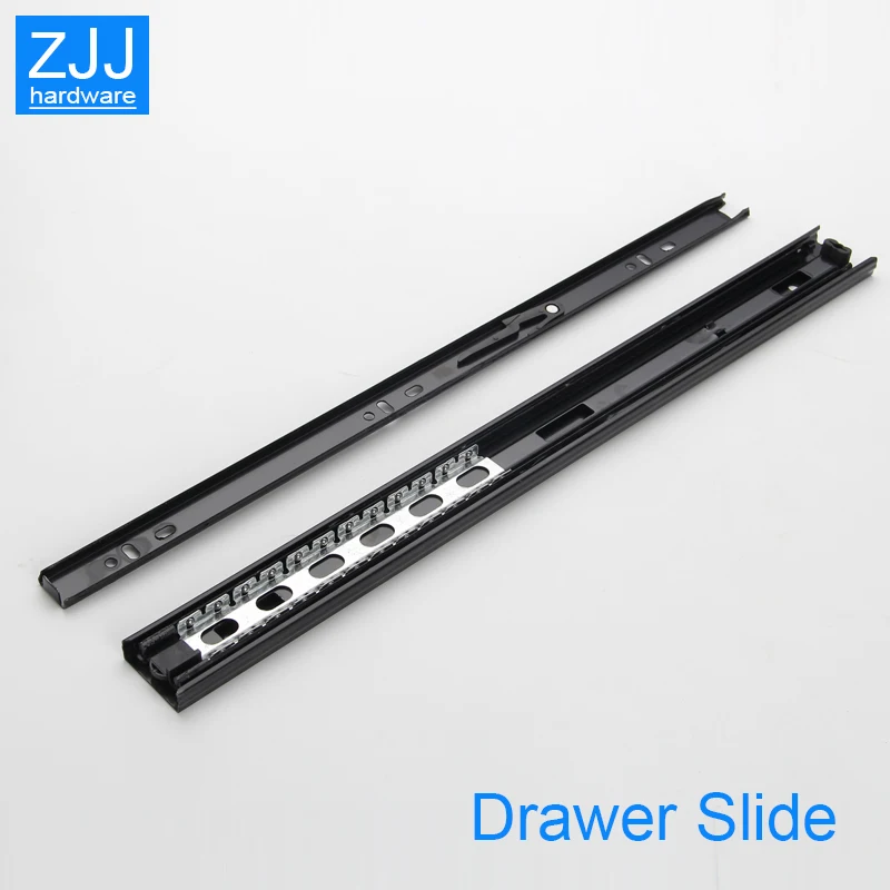 Black sliding rails for drawers Three-drawer steel ball slide can be removed installation accesorios drawer glides | Обустройство