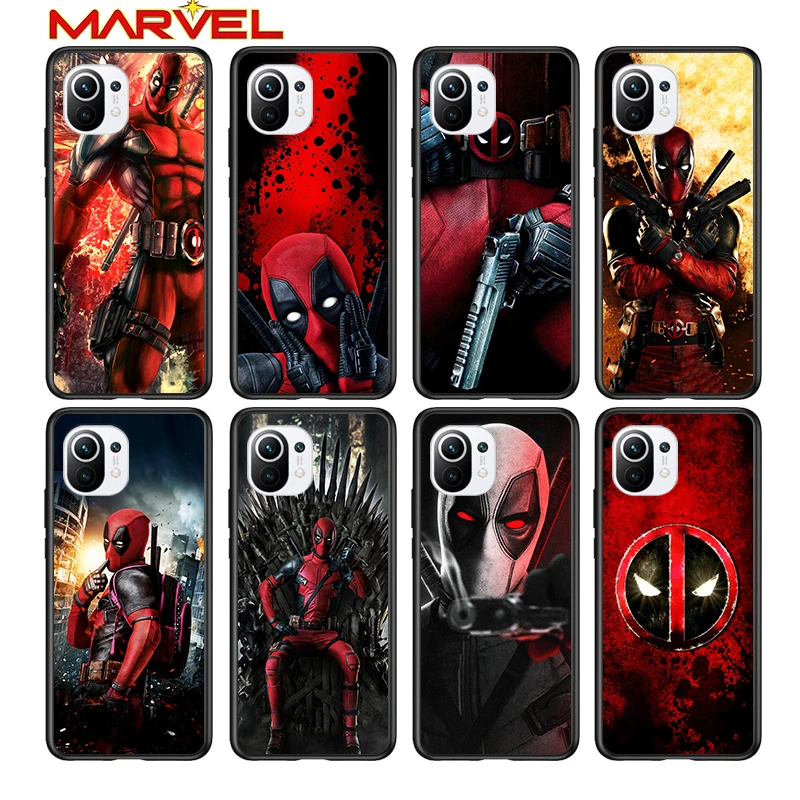 

Deadpool Hero Marvel for Xiaomi Mi 11 10T Note 10 Ultra 5G 9 9T SE 8 A3 A2 A1 6X Pro Play F1 Lite 5G Black Phone Case