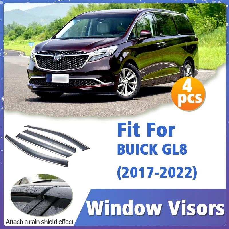 Window Visor Guard for BUICK GL8 2017-2022 4pcs Vent Cover Trim Awnings Shelters Protection Sun Rain Deflector Auto Accessories