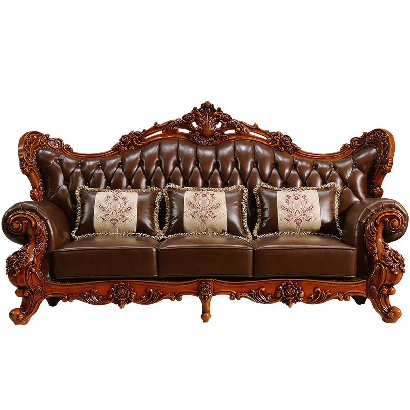 Кожаный диван в европейском стиле для большой квартиры гостиной виллы