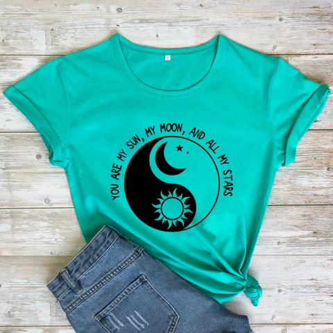 Женская футболка с надписью «You Are My Sun My Moon And All My Stars»