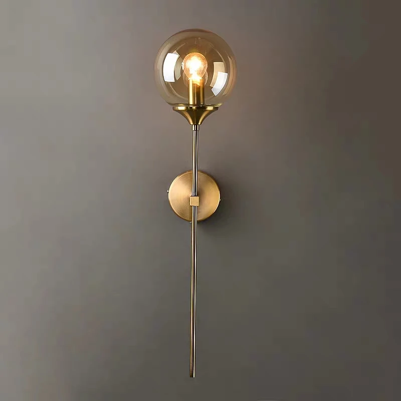 

Nordic Modern LED Wall Lamp Glass Ball Bathroom Mirror Beside American Retro Wall Light Sconce Wall lamp Aplique Murale Lighting