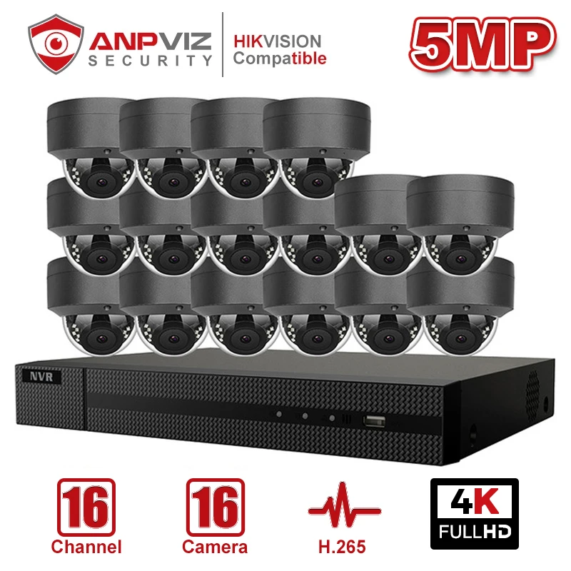 Anpviz 16CH 4K NVR 5MP купольная/4X оптическая POE IP камера комплект домашних/уличных систем