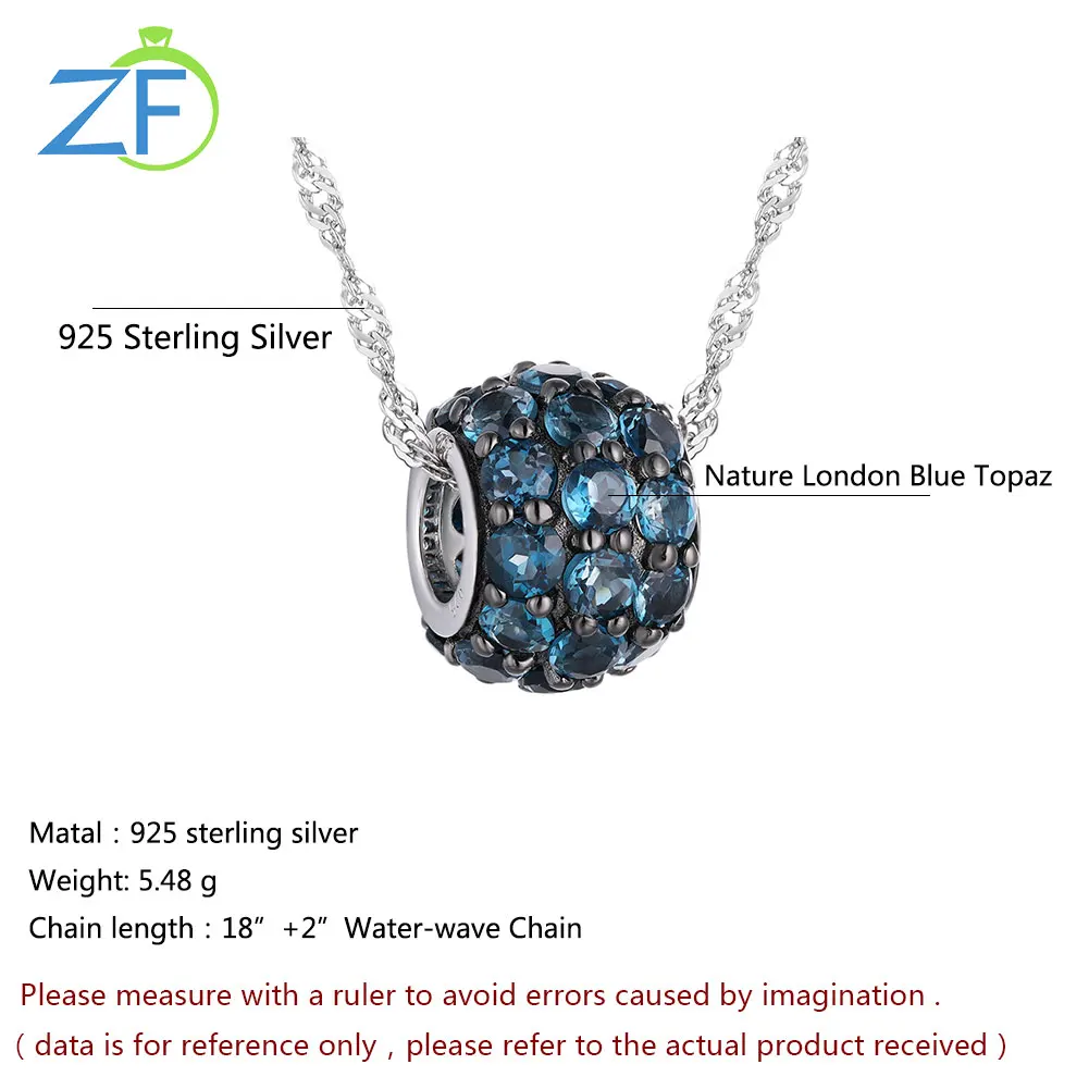 

GZ ZONGFA Hot Selling fine jewelry 925 Sterling Silver ladies necklace natural Blue Topaz gem accessories necklace for women