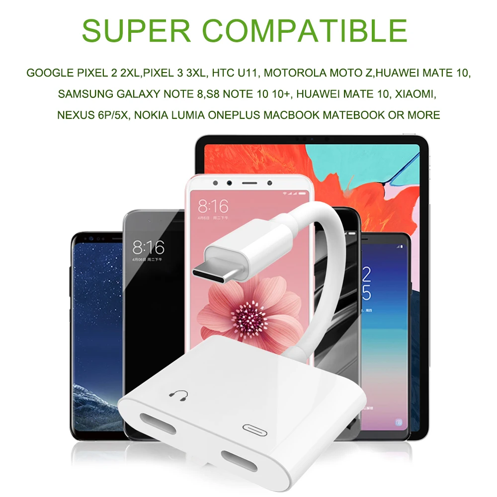 2 в 1 USB C к двойному тип c цифровой аудио сплиттер адаптер музыкальный Разъем для