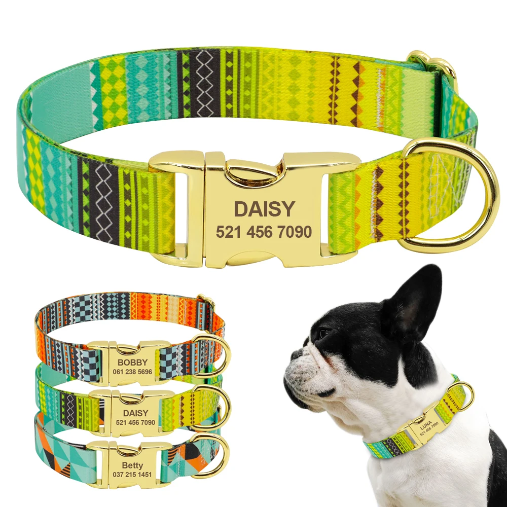 Ошейник для собак персонализированный ошейник щенков нейлоновый с принтом