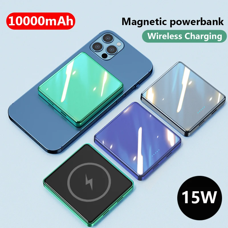 

Новинка 2021, портативный беспроводной магнитный внешний аккумулятор 15 Вт, быстрое зарядное устройство для iphone 12 13 Pro Max, 10000 мАч, внешняя батар...