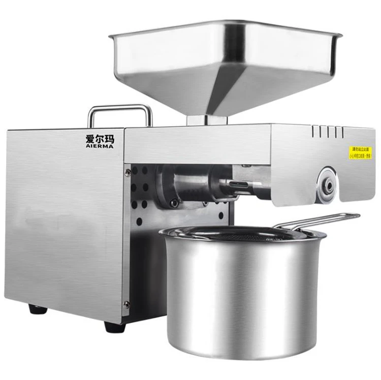 安い 商業ステンレス鋼オイルプレススパイラルホーム小型自動家庭用ミニピーナッツオイルプレス機