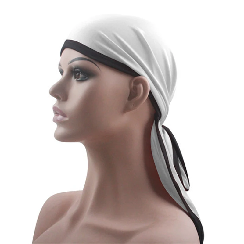 New Men Women Durags Hip Hop Bandana Pirate Cap Du Doo Rag Silky Durag Headwear Long Tail Chemo Satin Headscarf Hat | Аксессуары для
