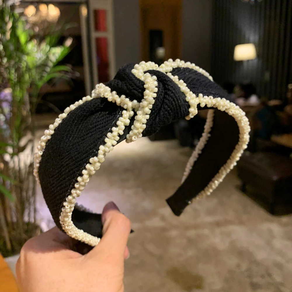 

Knotted Headband Women's Beaded Hair Headband Wide Brim European And American Style High-end New Hair Accessories