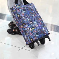 portable shopping bag with wheels tunable simple supermarket shopping cart oxford cloth tote shopping trolley cart storage bag