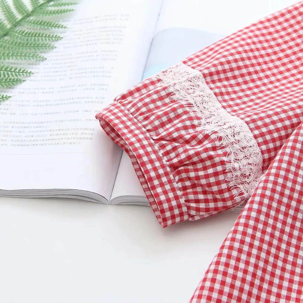 

Plus size cotton Lace short sleeve women Plaid long tshirts 2020 new summer casual ladies soft t shirts female tops t-shirts