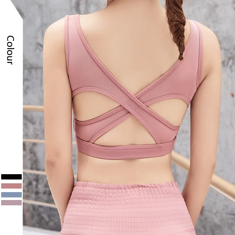 

European and American sports bra fitness running gather beautiful back cross yoga underwear women