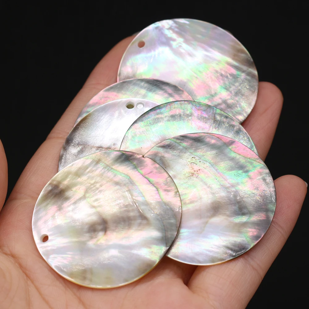 

5pcs Natural Round Black Shell Pendant Charm for Jewelry Making DIY Necklace Earrings Women Gift Size 25mm 30mm 35mm 40mm