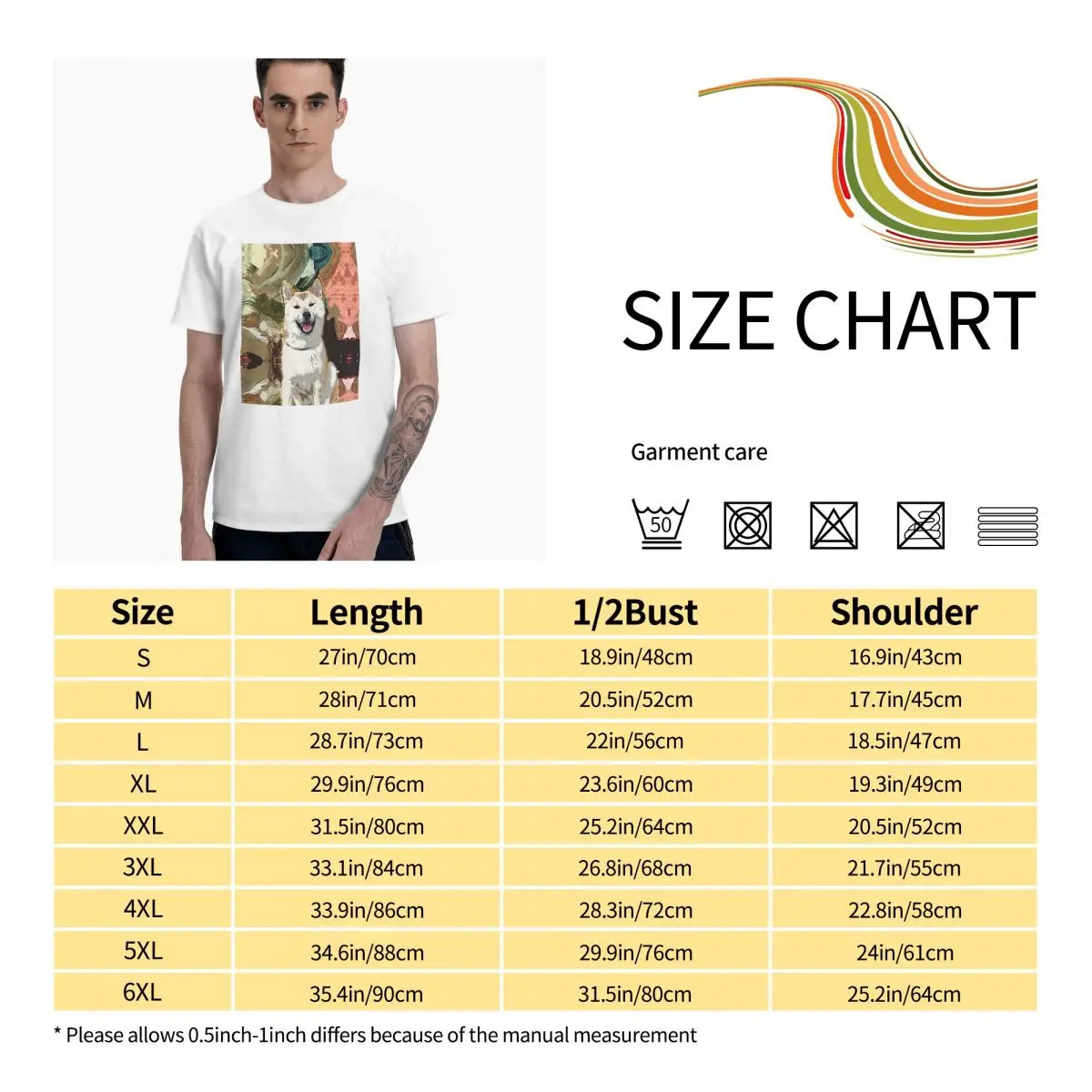

Akita Inu Dog Graphic Tee Men's Basic Short Sleeve T-Shirt Funny Tops