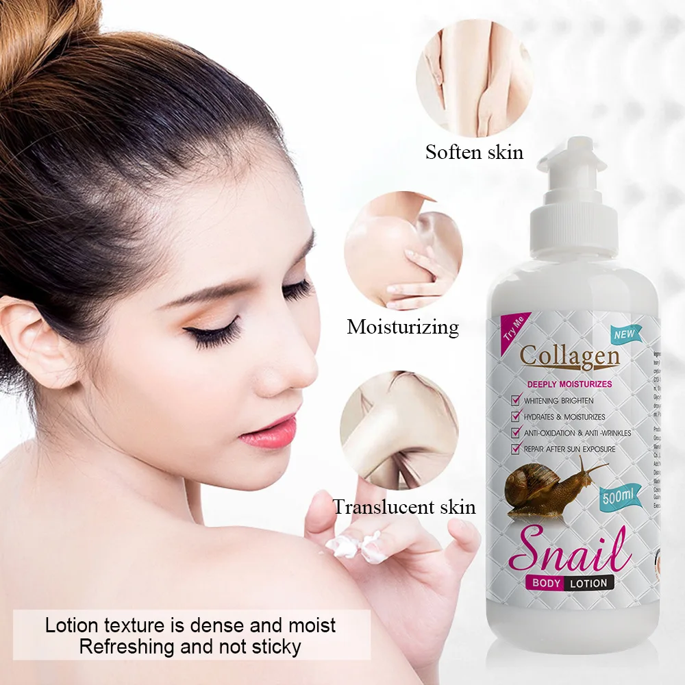 

500ml Collagen snail body lotion moisturizing skin care, brightening and hydrating snail body lotion body whitening cream
