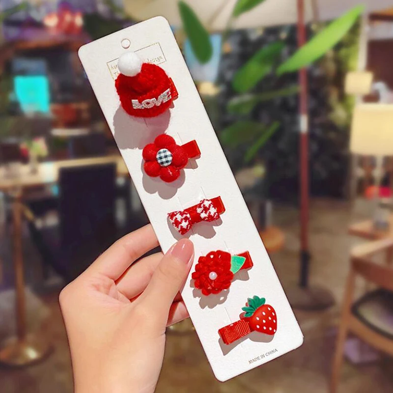 

5Pcs/Set New Girls Cute Christmas Tree Bow Hairball Hairpins Kids Sweet Headband Hair Clip Barrettes Fashion Hair Accessories
