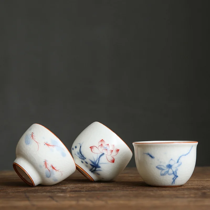 Juego de t&eacute; de kung-fu pintado a mano, vaso Maestro de taza &uacute;nica, taza de t&eacute; port&aacute;til con brillo-0