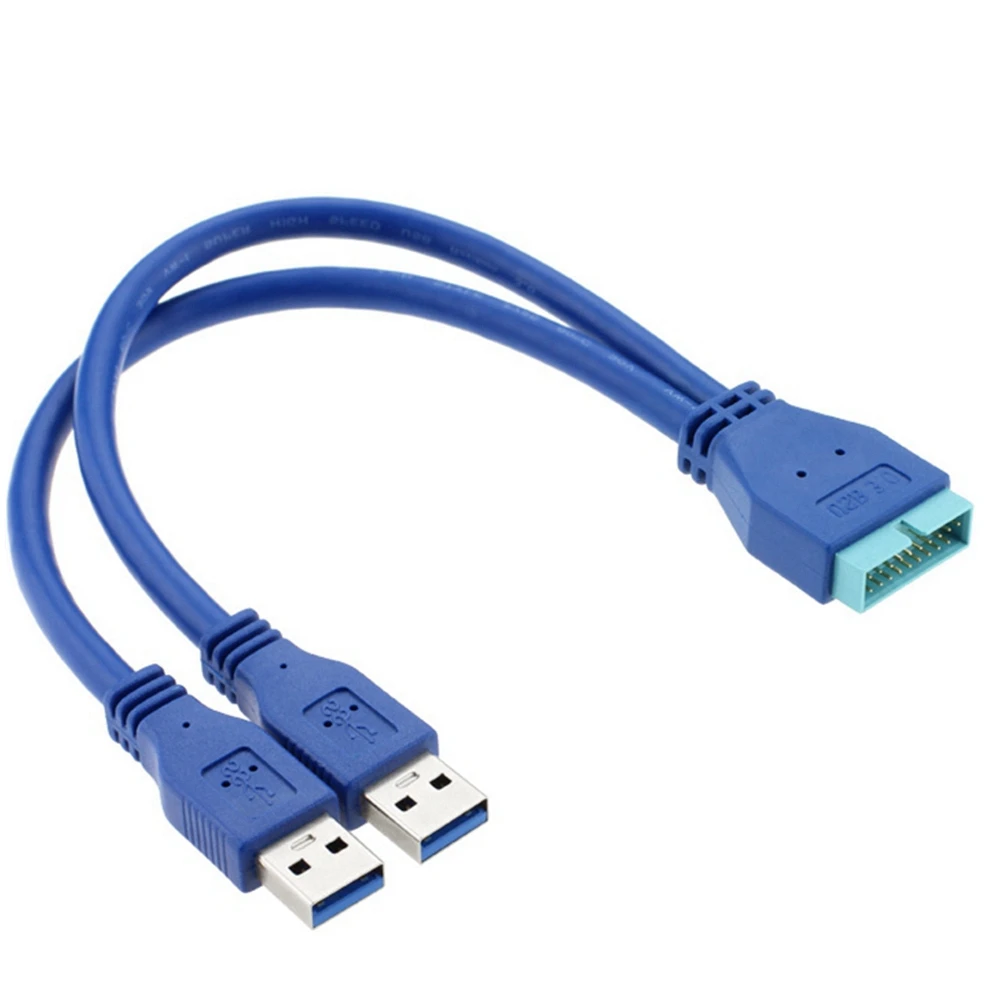 Синий 2-портовый USB 3.0 типа A папа на 20-контактный разъем папапа Кабель-адаптер Шнур