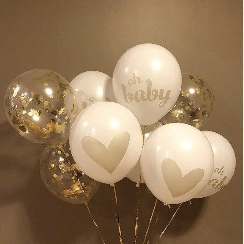 2019 12 '✐ шт золотые белые конфетти воздушные шары Oh Baby баннер для дня рождения