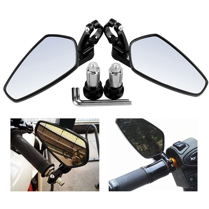 

1Pair 7/8Inch 22mm Universal Motorcycle Aluminum Rear View Black Handle Bar End Side Rearview Mirrors