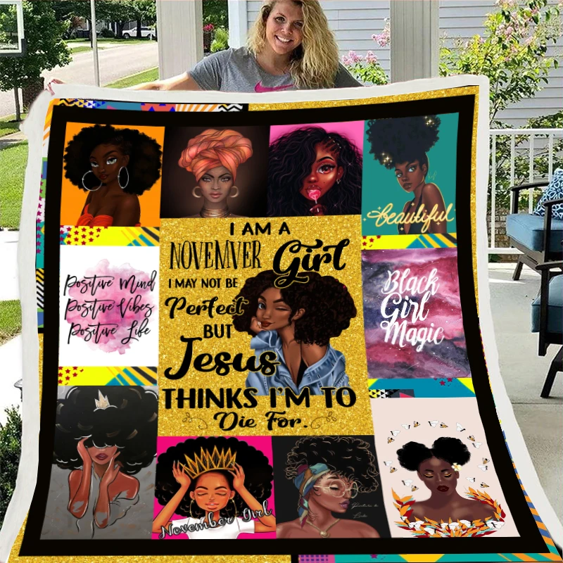 Мягкое черное фланелевое одеяло SOFTBATFY для девушек брошенное на диван-кровать