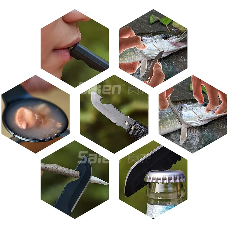 Тактическая вилка-ложка (вилка-нож) многофункциональная столовая посуда для