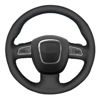 car steering wheel cover diy black genuine leather for audi a3 8p sportback a4 b8 avant a5 8t a6 c6 a8 d3 q7 8r q5 4l s4 s3
