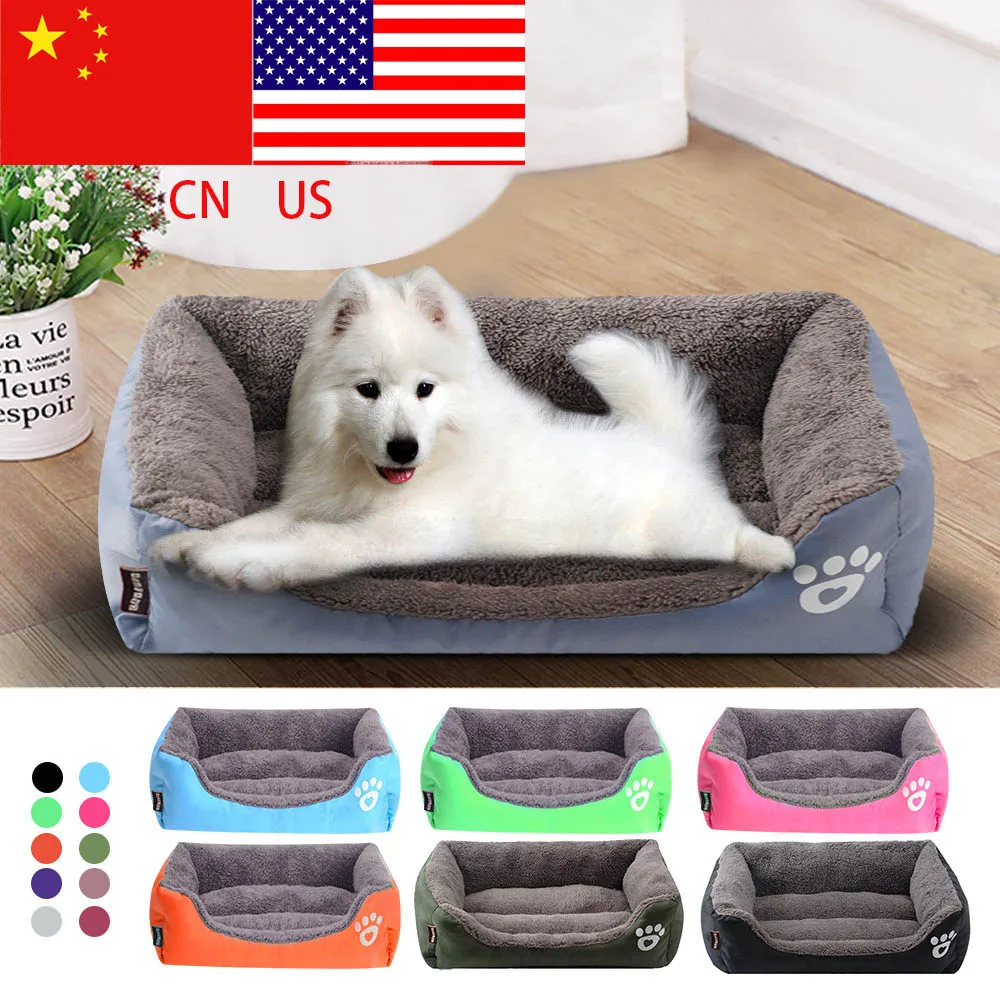 Теплая хлопковая кровать для щенков и кошек маленьких средних больших людей