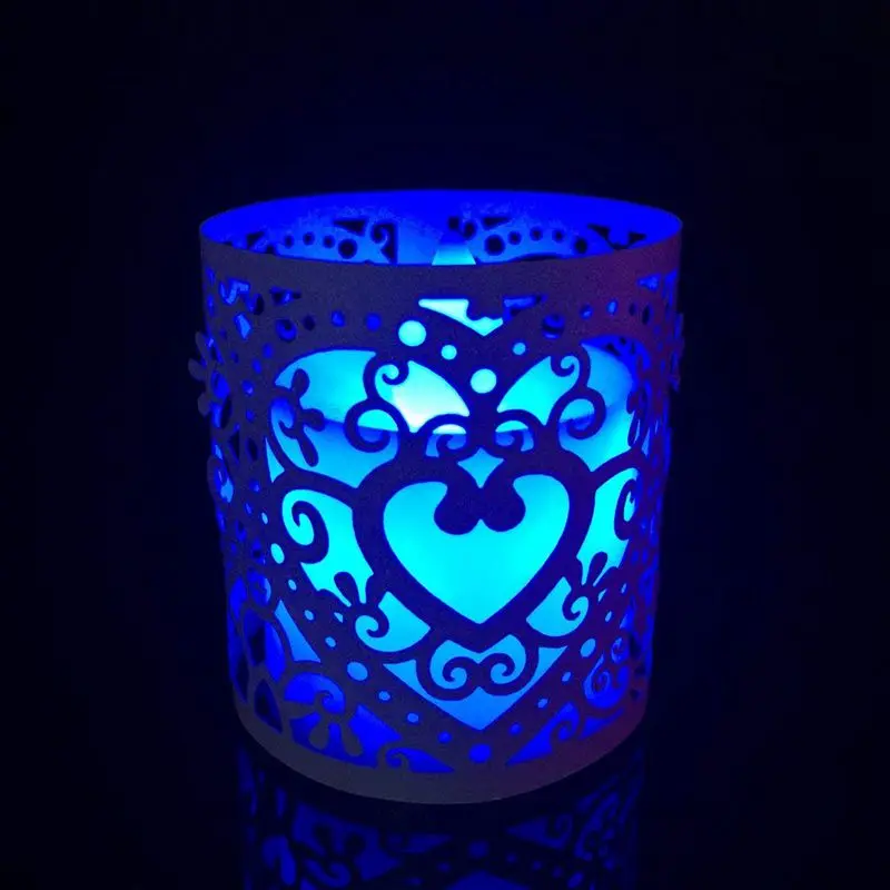 Новый-Лот из 6 шт. светодиодный абажур для свечи узор сердце украшение