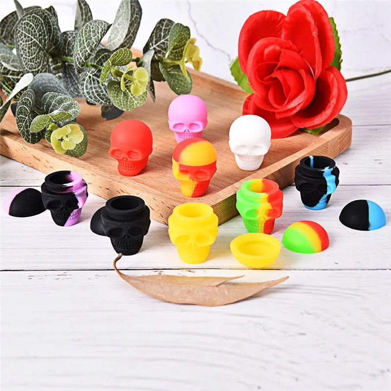 

3ml Skull Style Silicone Wax Concentrate Oil Container Jar For Bho Slick Butane Hash Dab Silicon Wax Jar Recipiente De Silicona