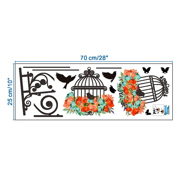 Декоративные настенные наклейки в виде птичьей клетки на стену для спальни