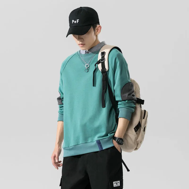 

2021 Spring Autumn Men's Oversized Sweatshirts Loose Casual Harajuku Solid Fashion Streetwear Kpop Plus Size Pullover Sweatshirt