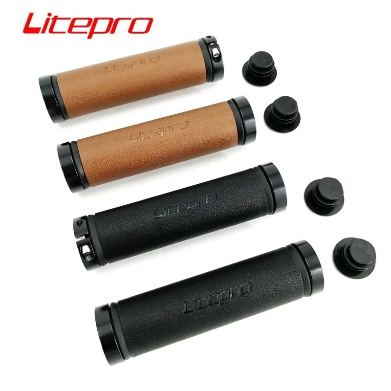 

Litepro MTB Mountain Folding Bike Retro Leather Grip Double Lock Comfortable Non-slip Grips Black Brown