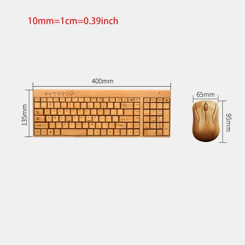 

G32B Bamboo Keyboard Mouse Wireless Combo Set For Laptop PC Office USB Plug and Play