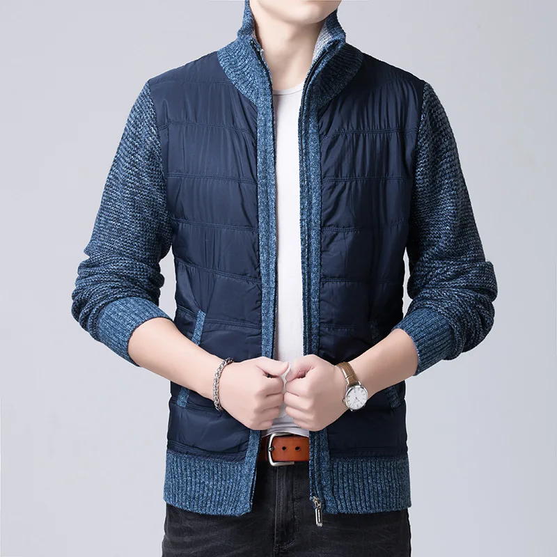 Новинка 2019 Осень-зима мужской толстый свитер пальто мужские парки пэчворк на