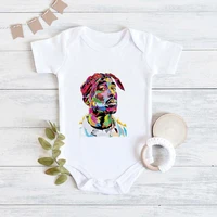 american rapper tupac 2pac hip hop baby boy girl clothes fashion trend 2022 bodysuit for newborn summer home baby rock onesies
