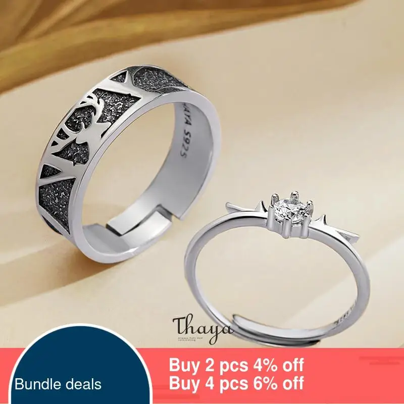 Thaya серебро 925 пробы ювелирные изделия 3D текстурные кольца черный маленький олень