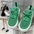 Женская сетчатая обувь на платформе, повседневная спортивная обувь черного, зеленого, белого цветов с открытым носком, 2021