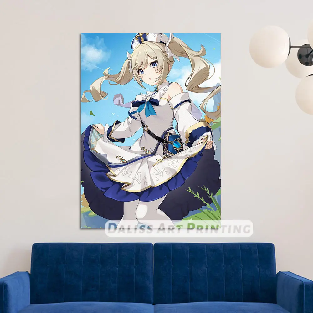 Холст Аниме Барбара геншин ударопрочные картины для украшения дома плакат HD